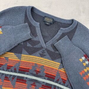 Vintage Pendleton Sweater Women's Notch Collar Chief Joseph Blue Cotton‎ Small